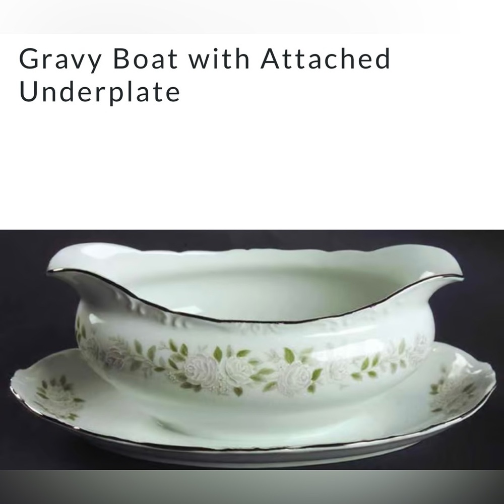 Vintage Sheffield China Classic 501 Gravy Boat with attached under plate. Japan